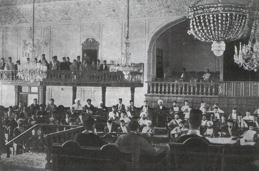 A meeting of Persia's Parliament in 1906