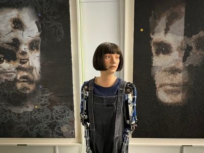 Ai-Da&#39;s portrait depicts Alan Turing, a pioneering computer scientist and early figure in A.I. research.