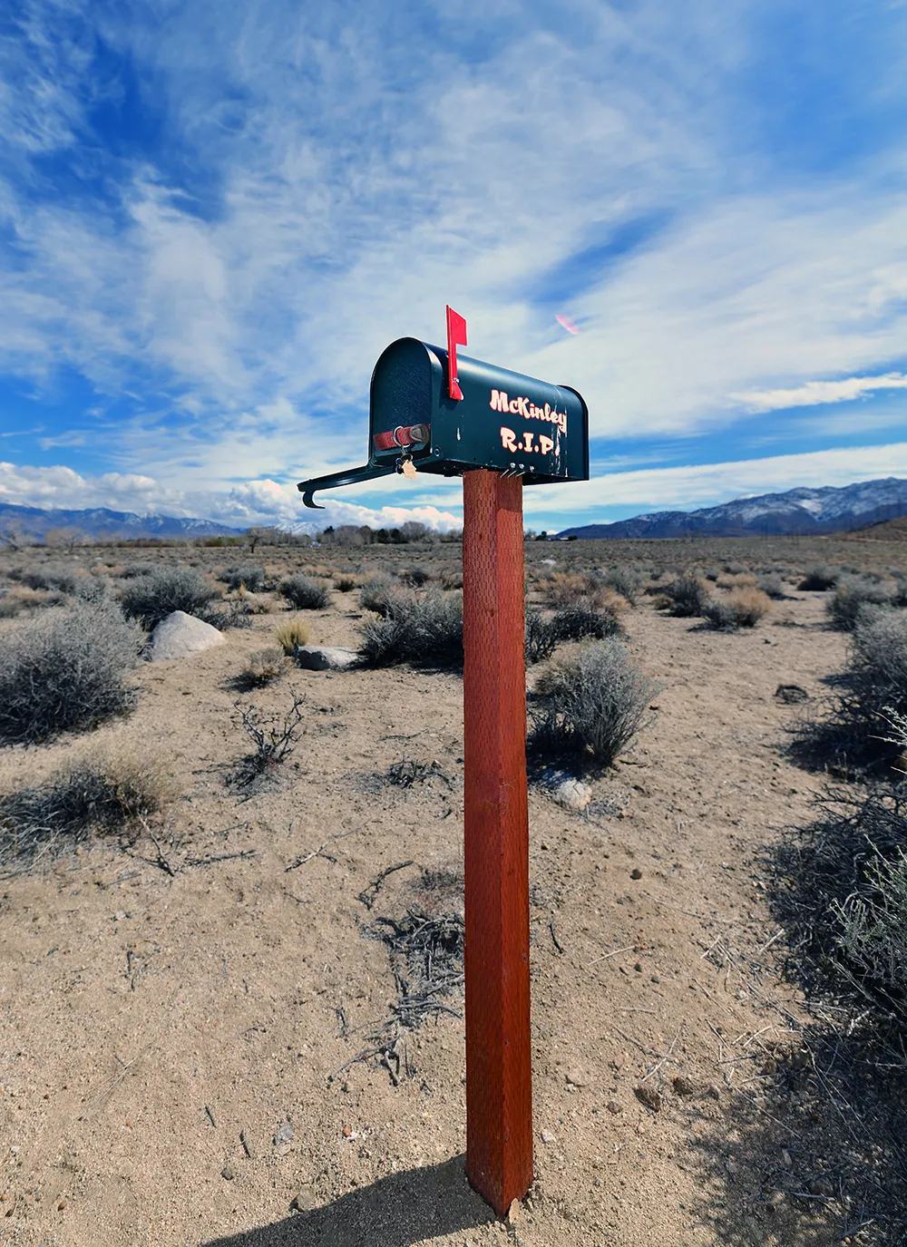 Mailbox memorial at pet cemetery in Bishop, California