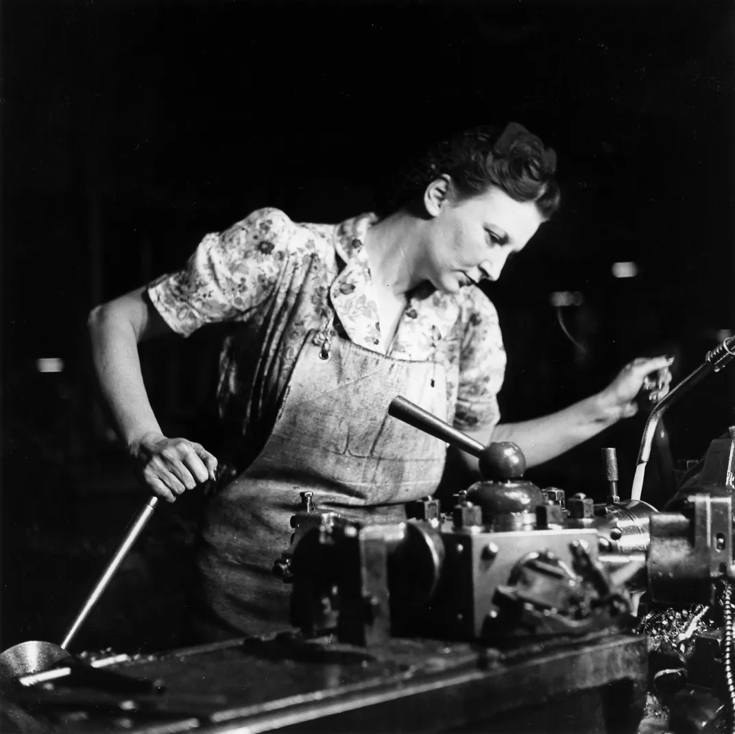 A woman working in a factory in the United Kingdom in 1942