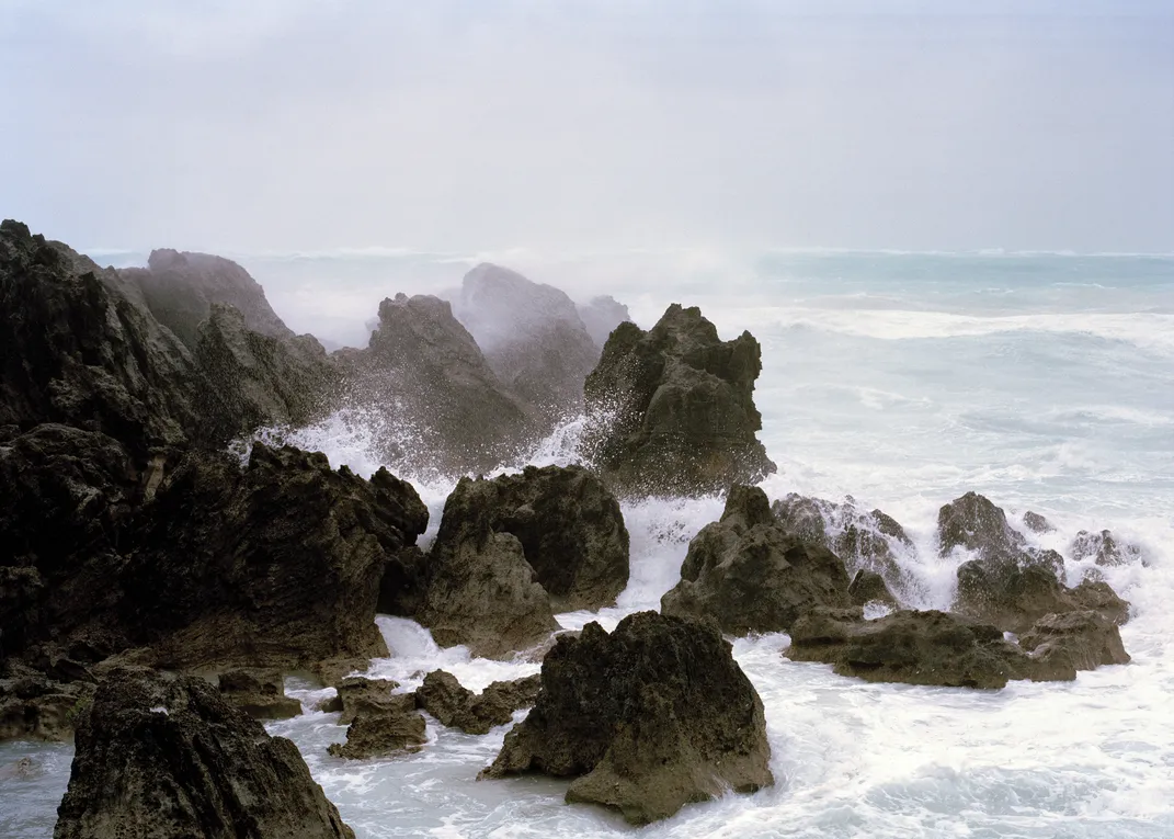 jagged rocks and waves