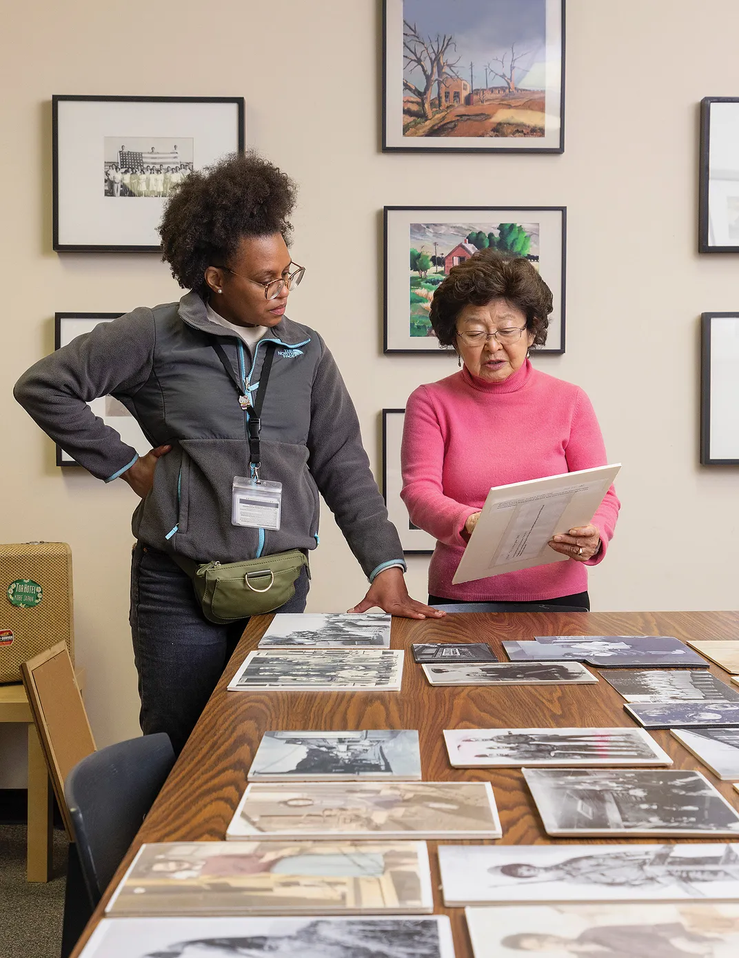 Marielle Tsukamoto and California Museum staffer Jessica Cushenberry