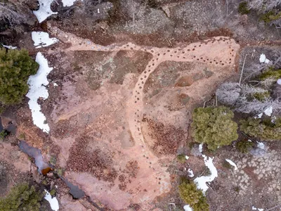 The tracks are located west of Ouray, Colorado, in the San Juan Mountains.