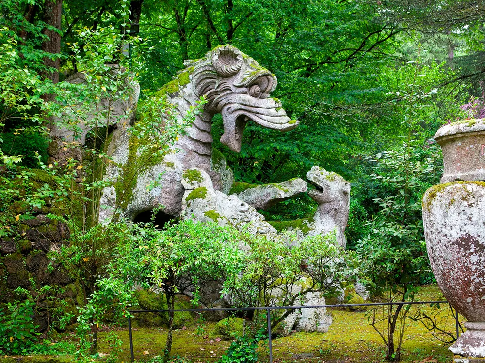 Statues of dragons at the Sacro Bosco