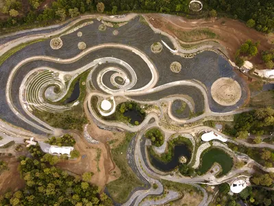 An aerial view of the new park modeled after Vincent van Gogh&#39;s 1889 masterpiece&nbsp;The Starry Night