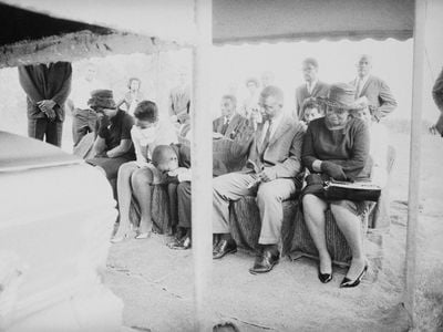 Relatives of James Chaney, a Black man killed for his voting rights activism, at his funeral in 1964