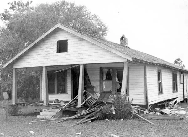 The bombed-out home of Harry and Harriette Moore