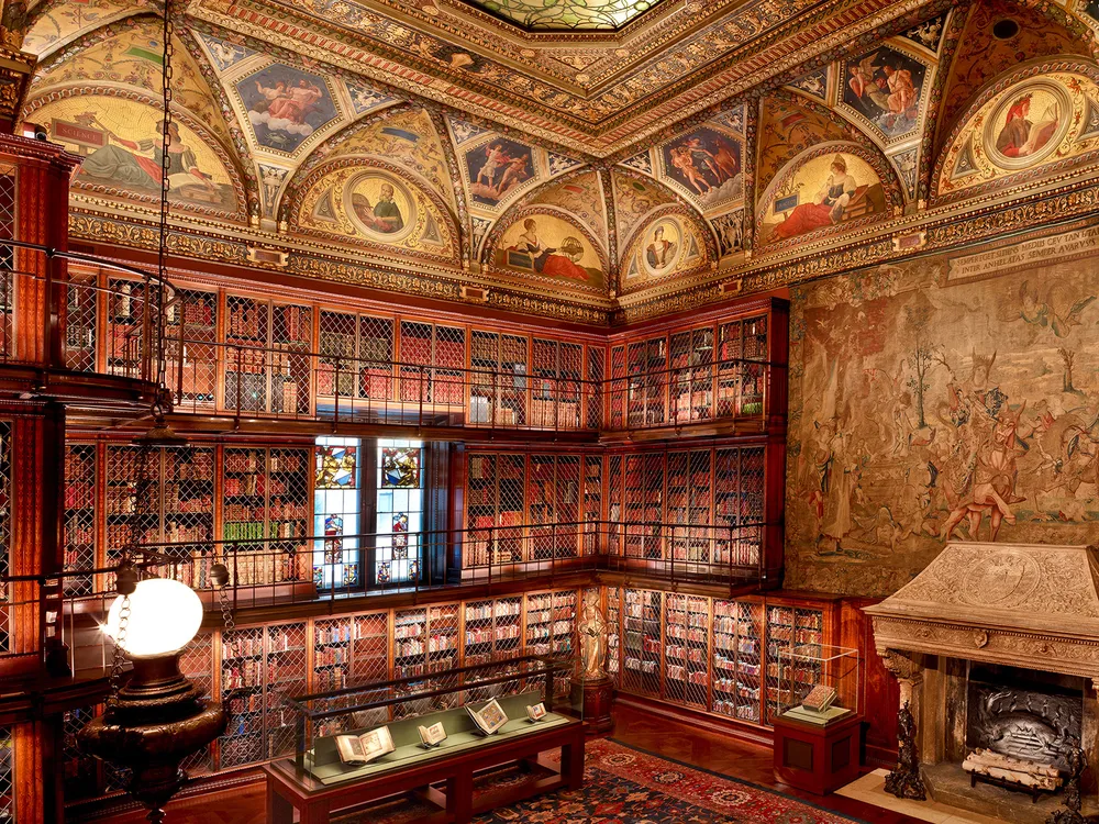 a large room in a library