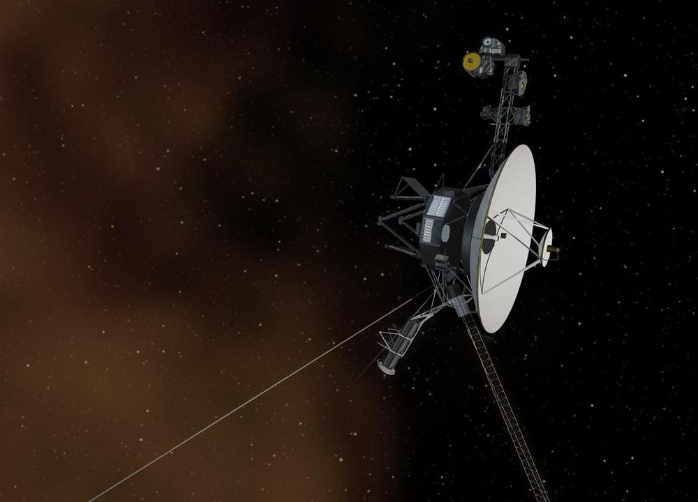 This artist concept depicts NASA Voyager 1 spacecraft entering interstellar space