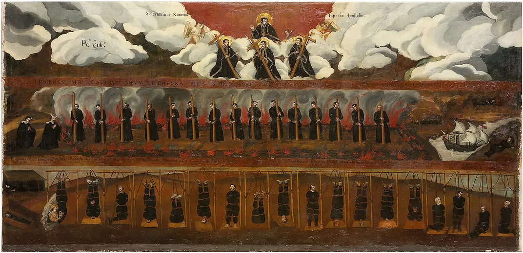 A painting of the martyrdom of 26 Christians in Nagasaki on February 5, 1597