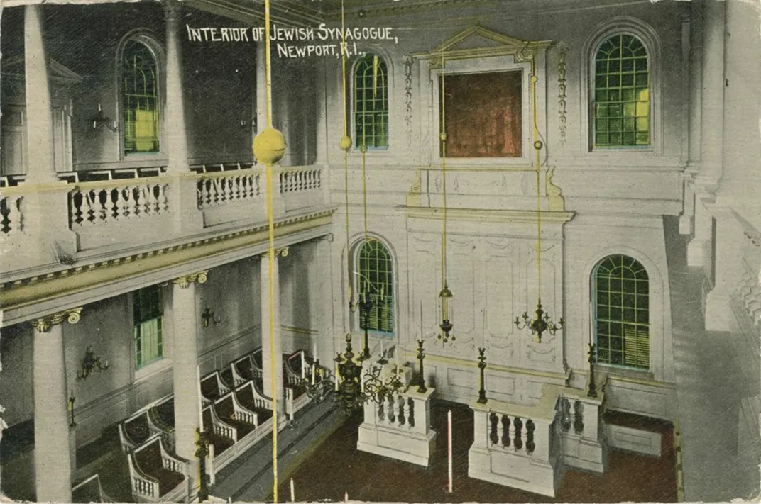 Color postcard of Touro Synagogue